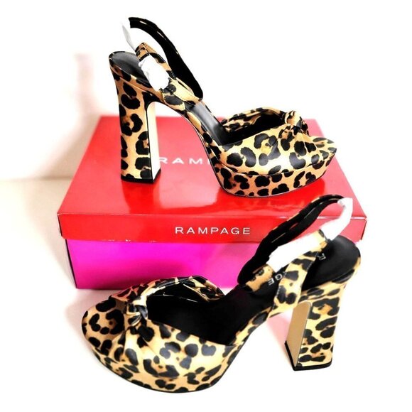 RAMPAGE Platform Dress Heels Leopard | Womens US 7.5 - Picture 1 of 16